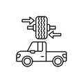 Balancing wheel, car repair icon. Simple line, outline vector elements of garage icons for ui and ux, website or mobile Royalty Free Stock Photo