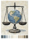 Balancing the World With Scales Symbolizing Justice and Equality Among Nations in a Creative Representation Royalty Free Stock Photo