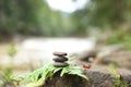 Balancing zen pebble stones outdoors Royalty Free Stock Photo