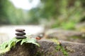 Balancing zen pebble stones outdoors Royalty Free Stock Photo