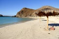 Palapa in the Balandra beach in la paz city, baja california, mexico Royalty Free Stock Photo