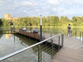 Balashikha, Moscow region, Russia, August, 07, 2020.People relax in the Park zone `Sunny` on the bank of Pekhorka river in summer