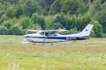 Balashikha, Moscow region, Russia - May 25, 2019: American light airplane Cessna R182 Skylane RG RA-67715 on Chyornoe airfield at