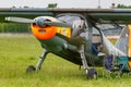 Balashikha, Moscow region, Russia - May 25, 2019: German light transport aircraft Dornier Do-27A RA-2774G on a green grass of