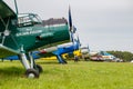 Balashikha, Moscow region, Russia - May 25, 2019: Soviet aircrafts biplane Antonov AN-2 parked on a green grass of airfield