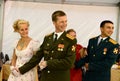 Officer`s ball in the Russian military unit.