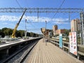 Balashikha, Russia, August, 28, 2021. Reconstruction of the platform at the Balashikha railway station. Russia, Moscow region Royalty Free Stock Photo
