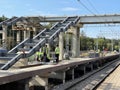 Balashikha, Russia, August, 28, 2021. Reconstruction of the platform at the Balashikha railway station. Construction of an abovegr Royalty Free Stock Photo