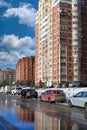 New residential neighborhood on the spring sunny day. City of Balashikha, Moscow oblast, Russia Royalty Free Stock Photo