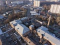 Aerial view of the old cotton factory. City of Balashikha, Moscow region, Russia Royalty Free Stock Photo
