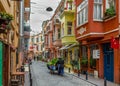 A street and colorful old houses in Balat Istanbul Royalty Free Stock Photo