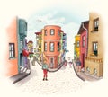 Balat turkey istanbul historical places ancient city tourist cartoon