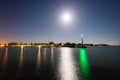 Balaton Lake In Hungary, Night View. Scenic Landscape With Yacht Marine, Outdoor Travel Background