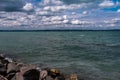 Balaton Lake in Siofok, Hungary. Dramatic Cloudy sky and blue, tourquise water