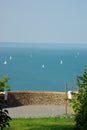 Balaton with white boats