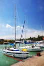 Balatonfured, June 02 2018 - Small ships on the Balaton Lake. Balatonfured marina