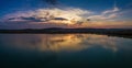 Balatonfuzfo, Hungary - Beautiful panoramic sunset with reflection at Fuzfoi-obol Royalty Free Stock Photo