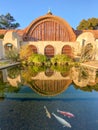 Balboa park, botanical building and pond in San Diego, California USA Royalty Free Stock Photo