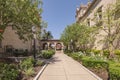 Balboa Park outdoor corridor between buildings and garden