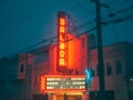 The Balboa Theater at night, in the Richmond District, San Francisco, California