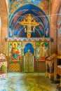 BALCHIK, BULGARIA, JULY 13, 2019: Interior of chapel at palace of Queen Maria in Bulgarian city Balchik