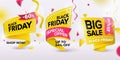 Black Friday sale 2020. Set of yellow colored stickers and banners. Royalty Free Stock Photo