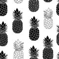 Balck and White Pineapples Vector Repeat Geometric Seamless Pattrern. great for fabric, packaging, wallpaper