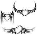 Balck winged heart tattoo set pack