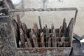 Blacksmith tools set of old cold chisels