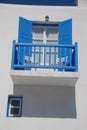 Typical balcony with blue windows