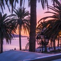 Sunrise over the Balcon de Europa in the Spanish resort of Nerja on the Costa del Sol Royalty Free Stock Photo