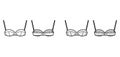 Balconette bra lingerie technical fashion illustration with full adjustable shoulder straps, cups, hook-and-eye closure