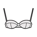 Balconette bra lingerie technical fashion illustration with full adjustable shoulder straps, cups, hook-and-eye closure