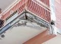 Balconies with cracked concrete requiring renovation Royalty Free Stock Photo
