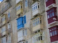 Balconies on apartments, La Valetta, Malta Royalty Free Stock Photo