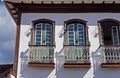 Balconies on facade in Diamantina, Minas Gerais, Brazil Royalty Free Stock Photo