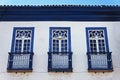 Balconies on facade in Diamantina, Minas Gerais Royalty Free Stock Photo