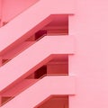 Balconies. Geometry. Fashion minimal pink mood