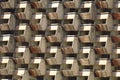 Balconies. Geometry. Wooden balconies of unfinished building