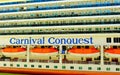Balconies and Lifeboats on Carnival Conquest Royalty Free Stock Photo