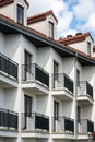 Balconies in multi family house exterior Royalty Free Stock Photo