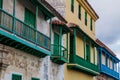 Balconies of old colonial buildings in Havana, Cub Royalty Free Stock Photo