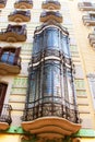 Balconies in old house in Barcelona Royalty Free Stock Photo