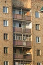 Balconies in the old many-storeyed house. Morning.