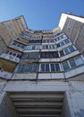 Balconies prefabricated Soviet buildings on sky background Royalty Free Stock Photo