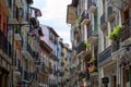 Balconies at San Anton street in Pamplona Royalty Free Stock Photo