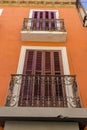 Balconies, streets of the city Toledo, medieval architecture and Royalty Free Stock Photo