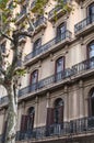 Balconies and windows at Barcelona street Royalty Free Stock Photo