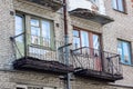 Balconies and windows on an old abandoned building Royalty Free Stock Photo