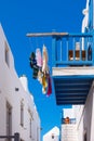 Balcony with airing clothes in Mykonos